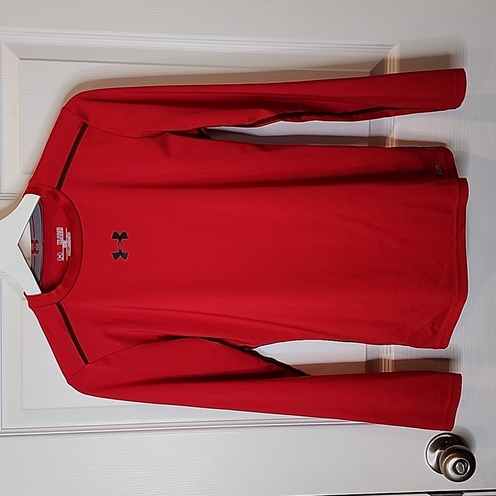 Under Armour HeatGear Sonic Red Youth Fitted Long Sleeve Shirt, YXL
